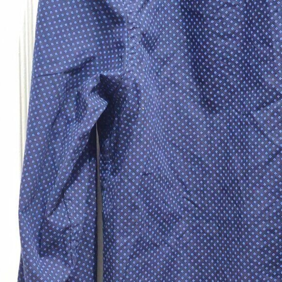 Denim & Flower By Ricky Singh Mens Slim Fit Navy Button-Down Shirt Size L Made I - Picture 10 of 13